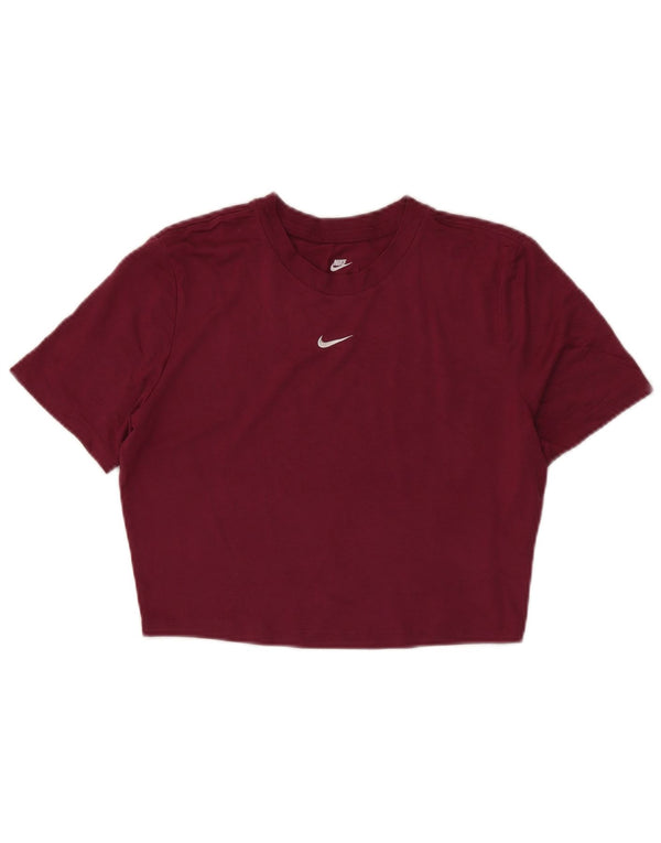 Женская укороченная футболка узкого кроя Nike UK 14, большой бордовый полиэстер