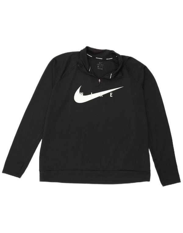 Женский спортивный пуловер с рисунком Nike Dri Fit UK 16, большой черный