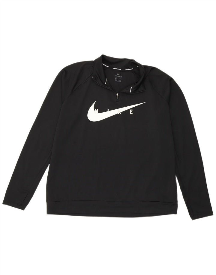 Женский спортивный пуловер с рисунком Nike Dri Fit UK 16, большой черный
