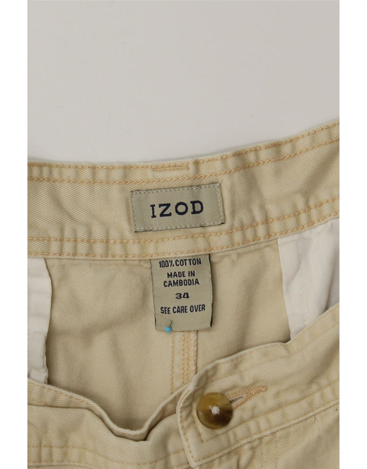IZOD Мужские шорты-карго W34, большие, бежевые, хлопок