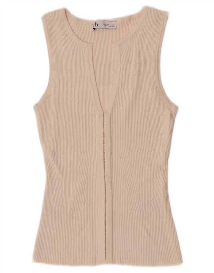 Женский кардиган Zara UK 8, маленький, из вискозы белого цвета