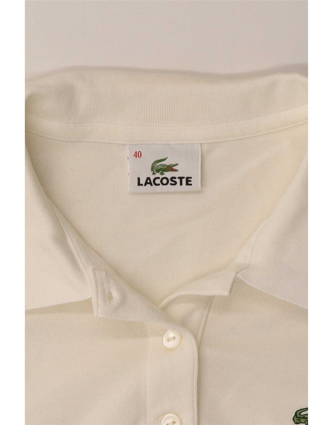 Женская рубашка-поло с длинным рукавом Lacoste, размер 40, средний белый хлопок