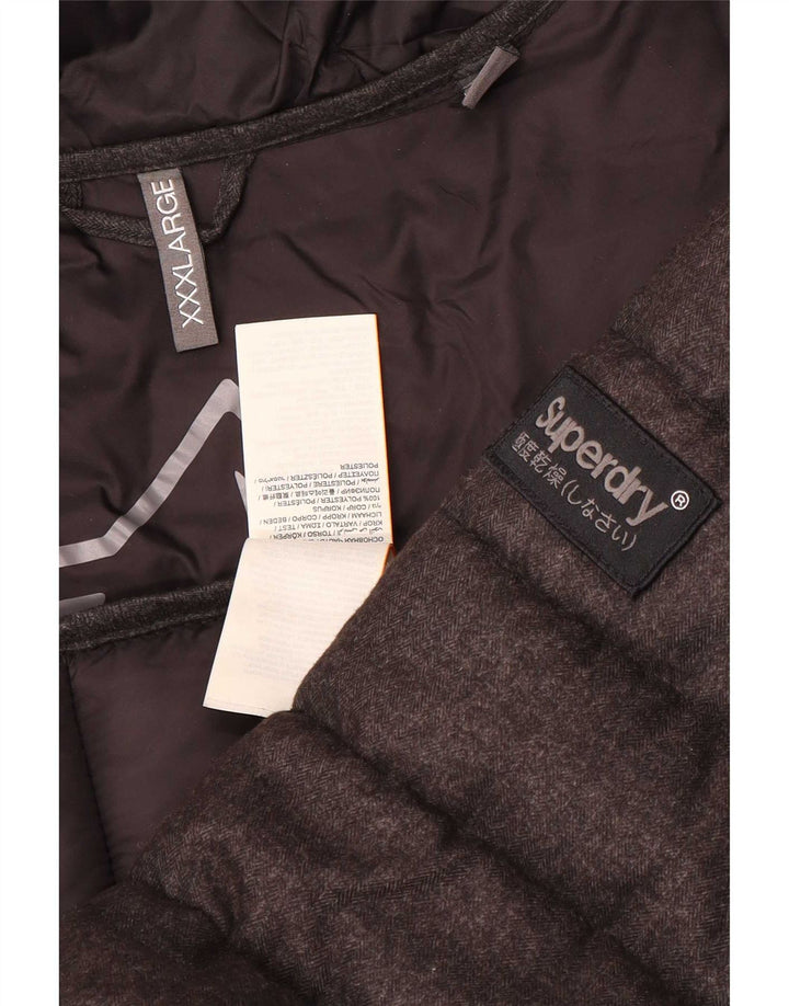 Мужская утепленная куртка с капюшоном Superdry UK 46 3XL Серый полиэстер