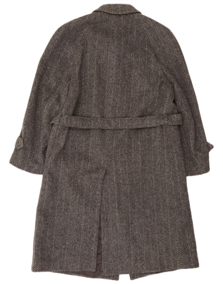 Винтажное мужское пальто IT 52 XL серое в елочку