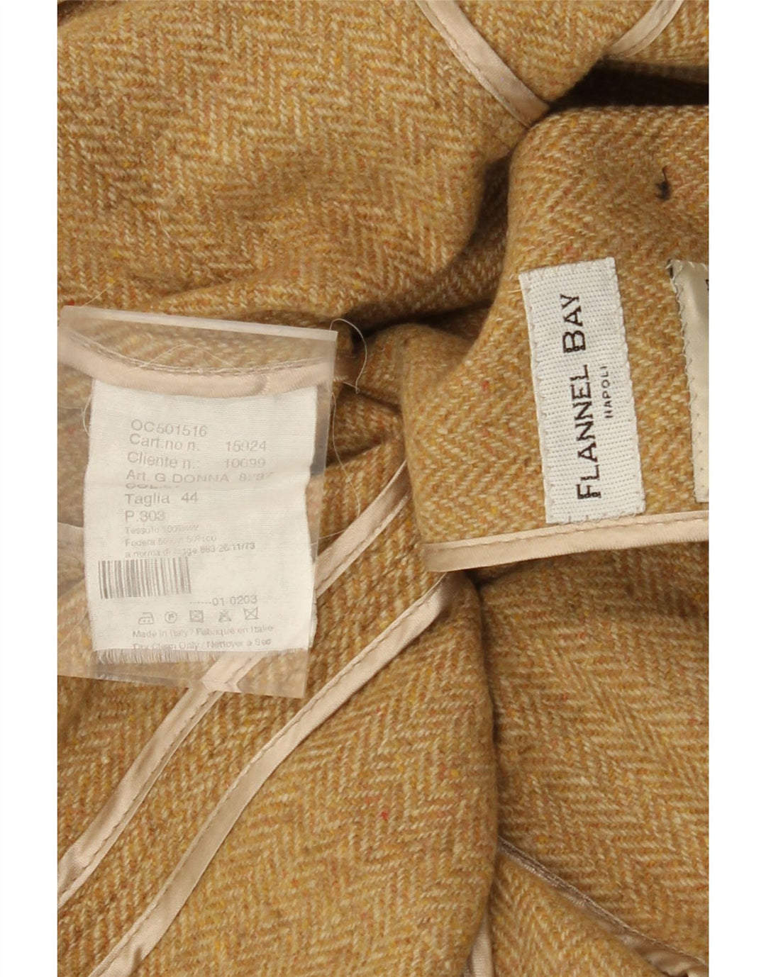 FLANNEL BAY Женский пиджак на 3 пуговицах IT 44 Средний Бежевый с рисунком "ёлочка"