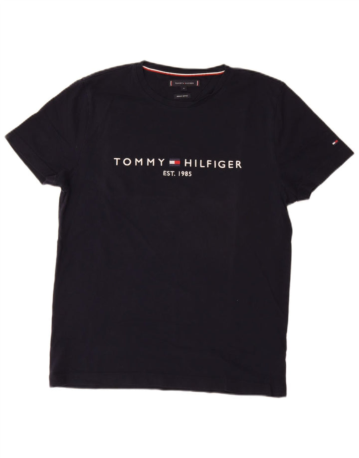 TOMMY HILFIGER Мужская футболка с рисунком Топ среднего размера, темно-синий, хлопок