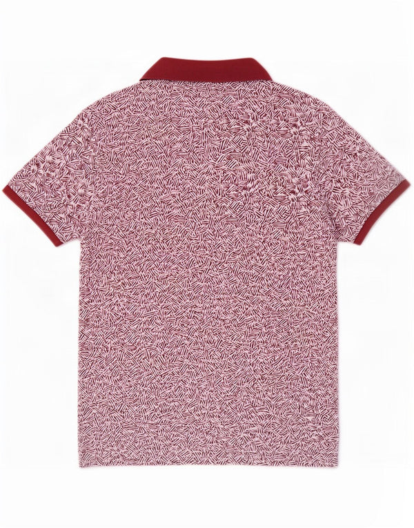 Pierre Cardin Mens Abstract Pattern Slim Fit Polo Shirt Large Burgundy