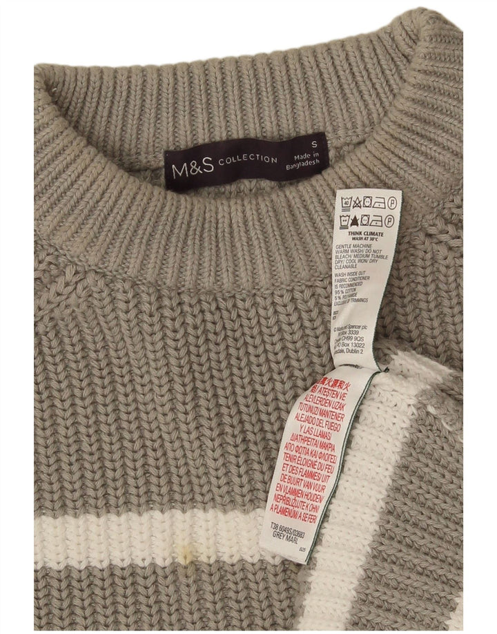 Женский джемпер с круглым вырезом Marks & Spencer, Великобритания, 10, маленький серый в полоску