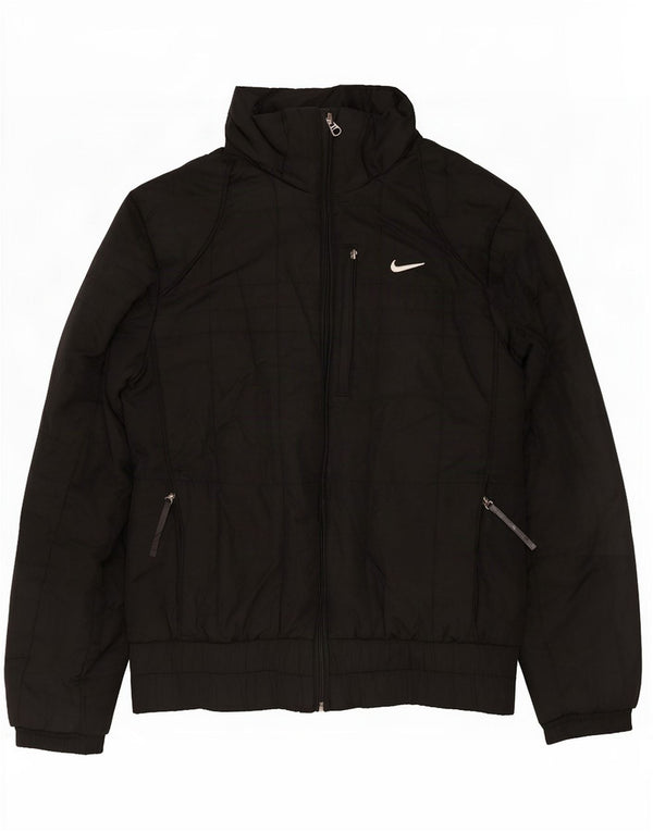 Женская утепленная куртка с капюшоном Nike UK 10/12, средний черный полиэстер