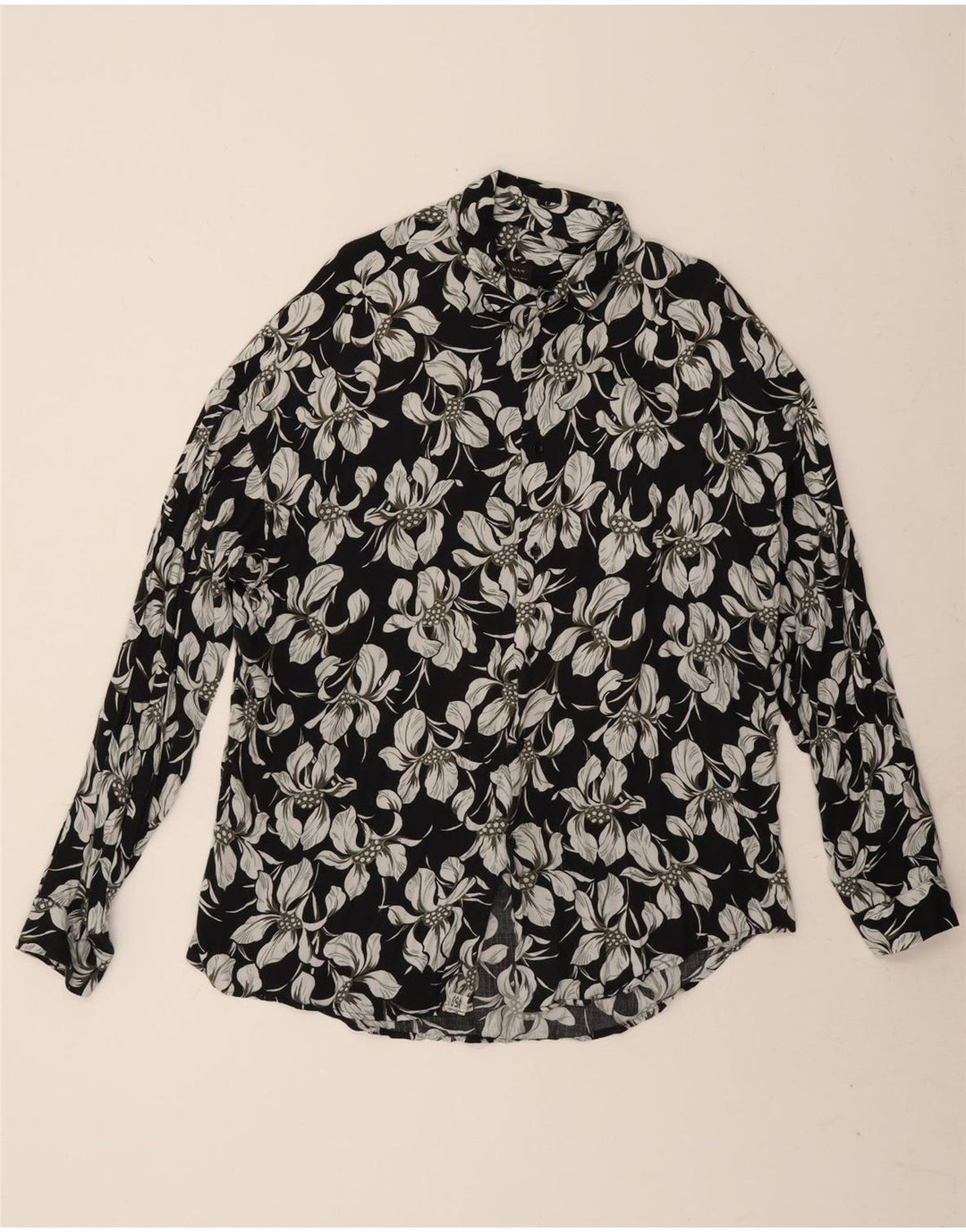 Мужская рубашка узкого кроя Zara, большая черная с цветочным принтом