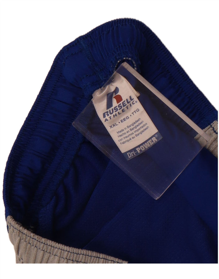 Мужские спортивные шорты Russell Athletic 2XL синие, полиэстер с цветными блоками