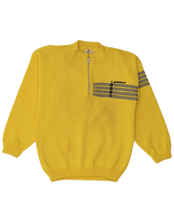 Винтажный мужской джемпер с воротником на молнии IT 46, маленькая шерстяная желтая полоска