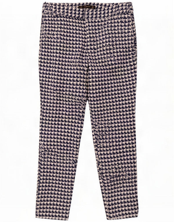 Zara Womens Straight Casual Trousers Medium W28 L27 Blue Houndstooth