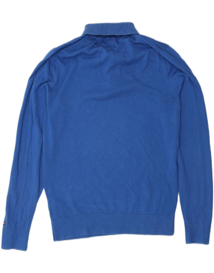 Мужской джемпер с воротником-поло Tommy Hilfiger, маленький синий хлопковый свитер