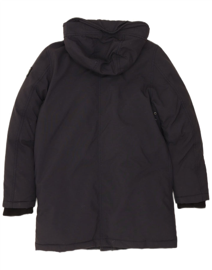 SCHOTT Женское стеганое пальто с капюшоном, США 12, большой черный полиэстер