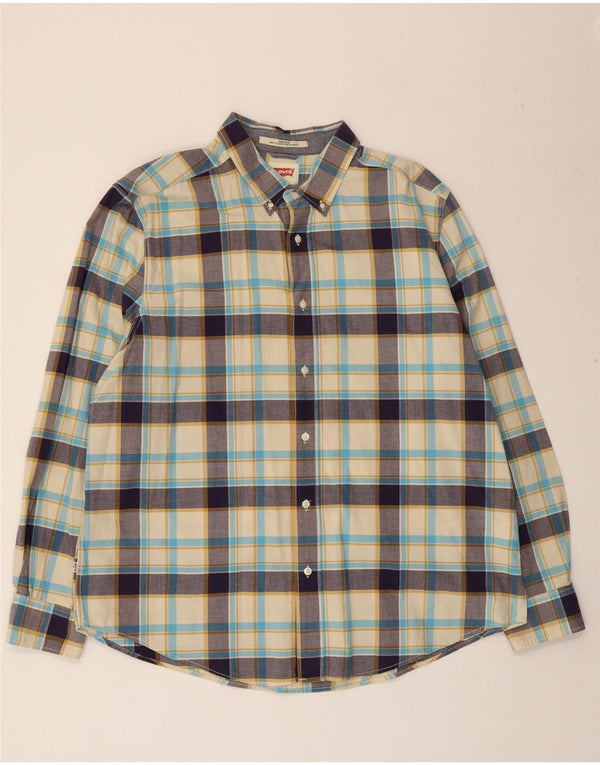 Мужская рубашка-купе Levi's Standard Standard Fit 2XL, хлопковая бежевая клетка в клетку