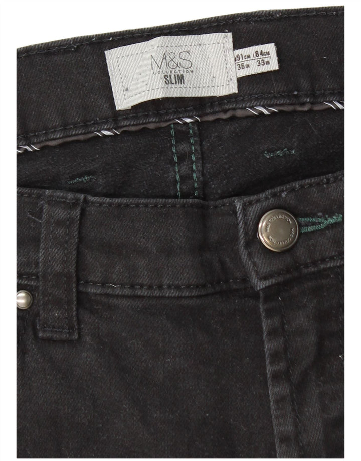 Мужские узкие джинсы Marks & Spencer W36 L33, черный хлопок