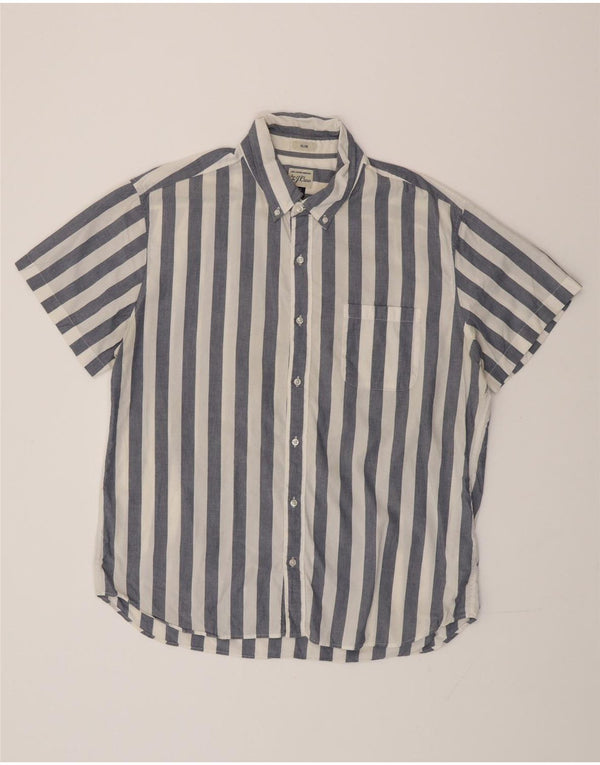 Мужская тонкая рубашка J. CREW с коротким рукавом XL, хлопковая синяя полоска