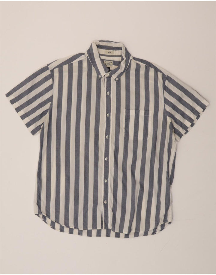 Мужская тонкая рубашка J. CREW с коротким рукавом XL, хлопковая синяя полоска