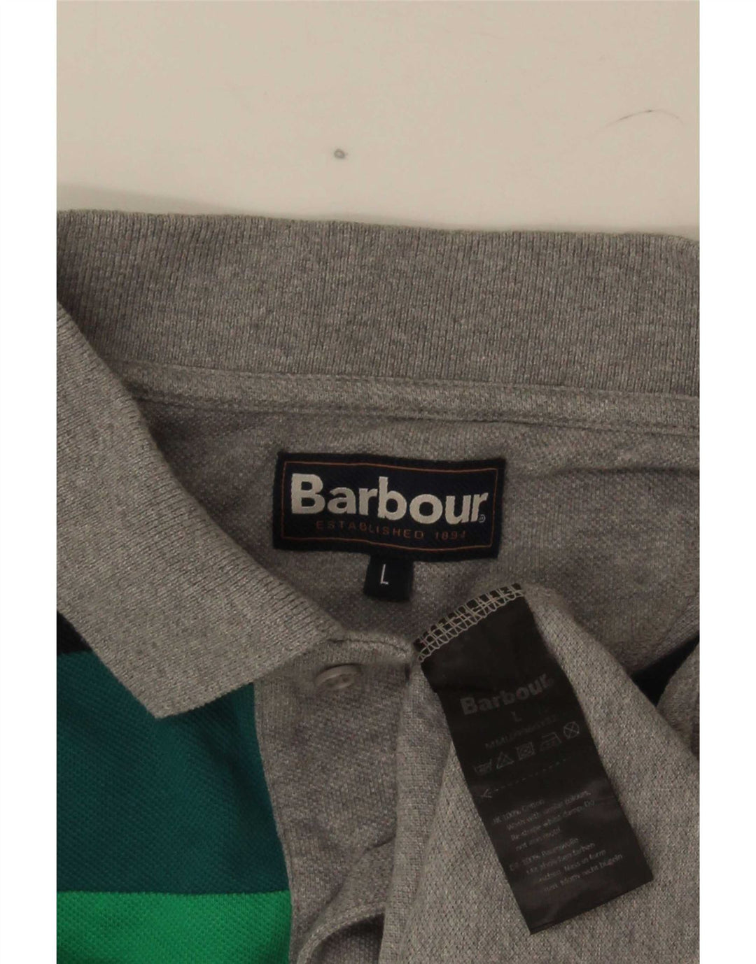 Мужская рубашка поло Barbour, большая серая хлопковая рубашка с цветными блоками