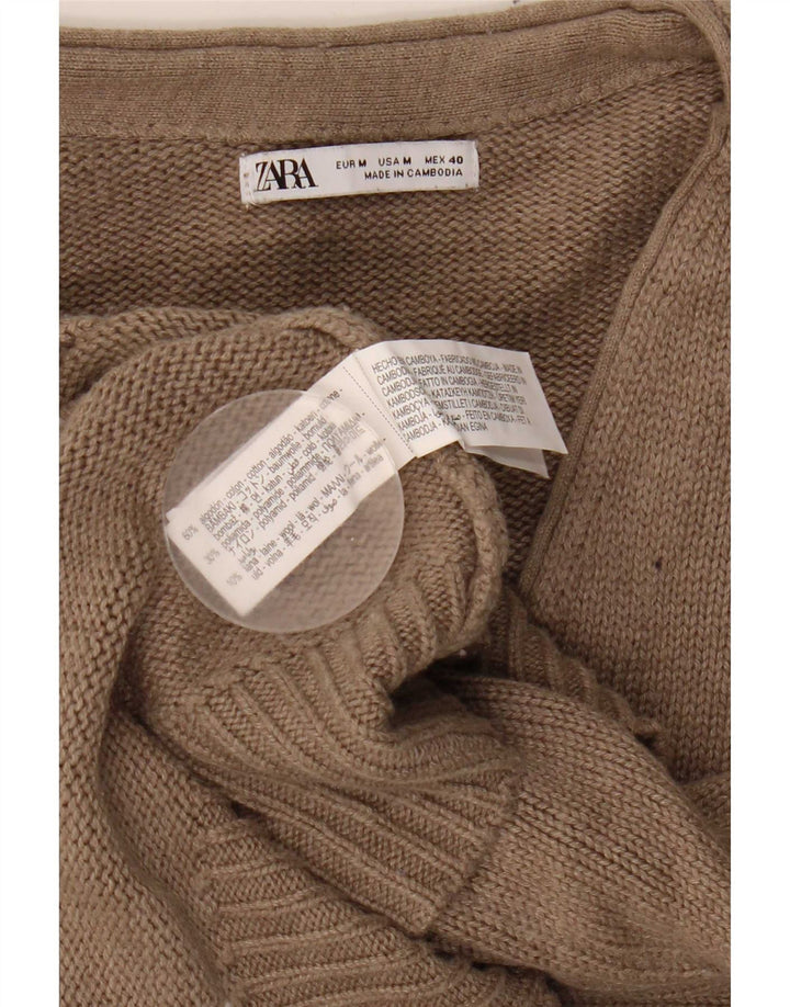 Мужской кардиган Zara, хлопковый свитер среднего бежевого цвета
