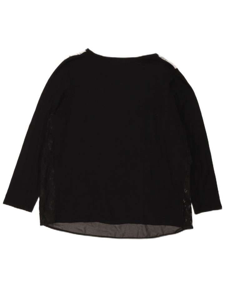 ELENA MIRO Женский топ с рисунком с длинным рукавом UK 18 XL, черный