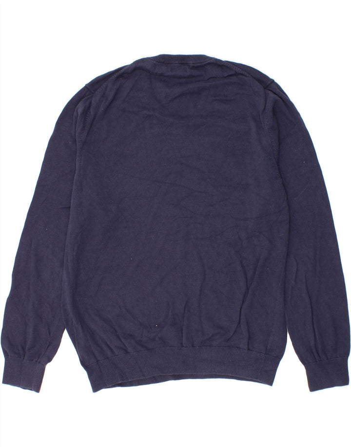 IZOD Mens V-Neck Jumper Sweater Large Navy Blue Cotton Vintage Izod and Second-Hand Izod from Messina Hembry 