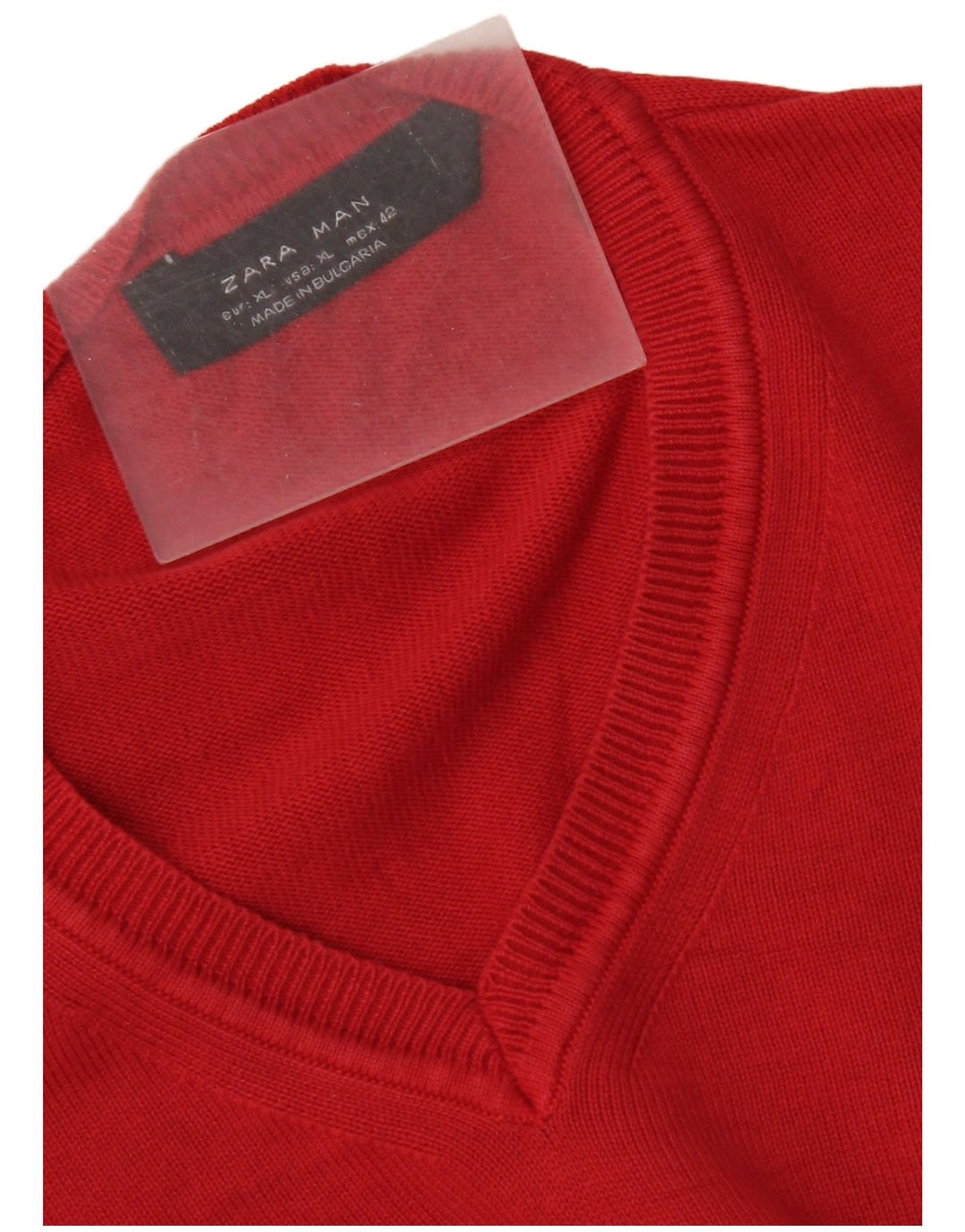 Мужской джемпер с v-образным вырезом Zara XL, красный