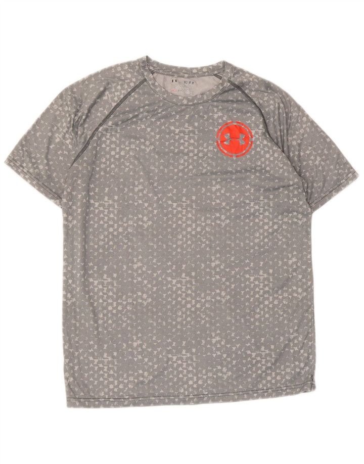 Мужская футболка Under Armour Heat Gear Top среднего серого цвета с геометрическим рисунком