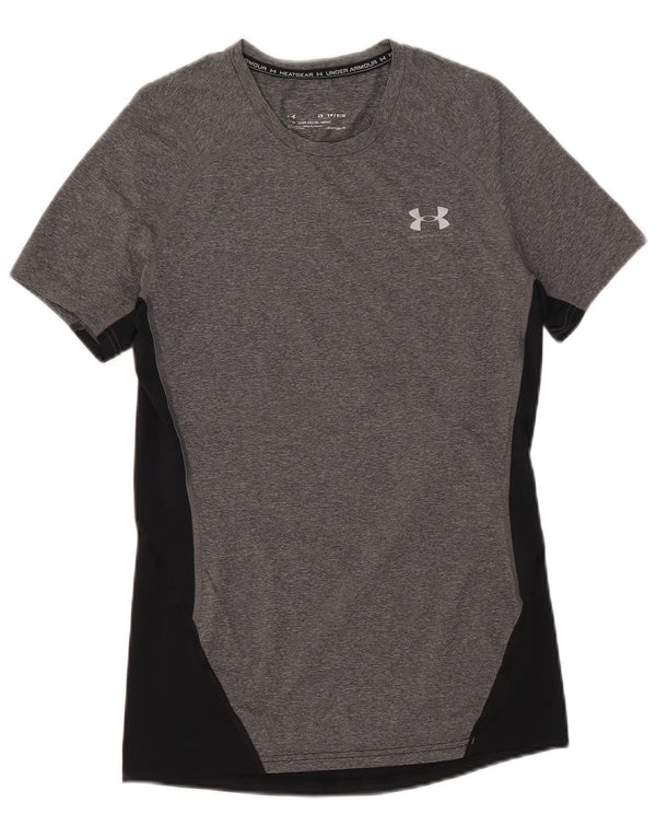 Мужская футболка Under Armour Heat Gear Top XS серая с цветными блоками