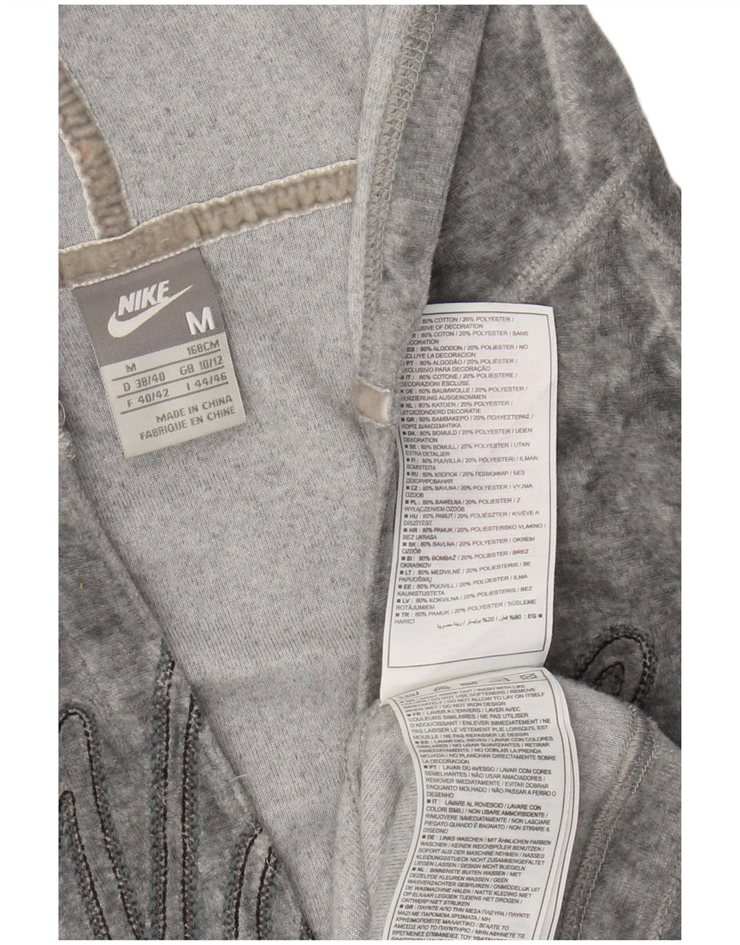 Женский джемпер с капюшоном Nike, Великобритания, 10/12, средний серый, хлопок