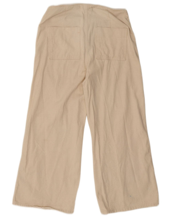 Женские укороченные широкие брюки Zara EU 40 Medium W30 L25 Бежевые