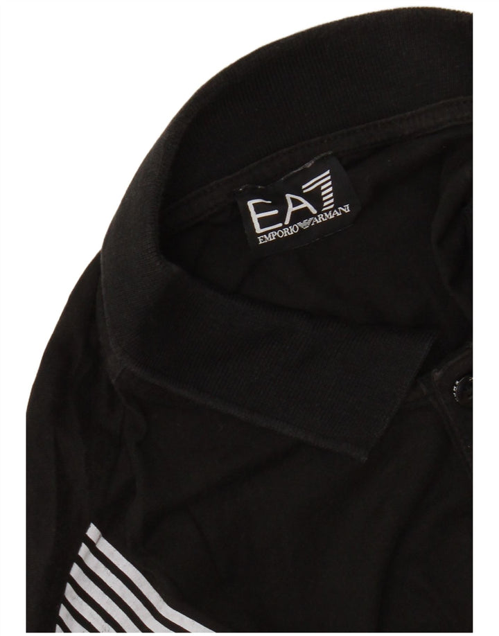 EMPORIO ARMANI Мужская рубашка-поло с рисунком, маленькая, черная в полоску