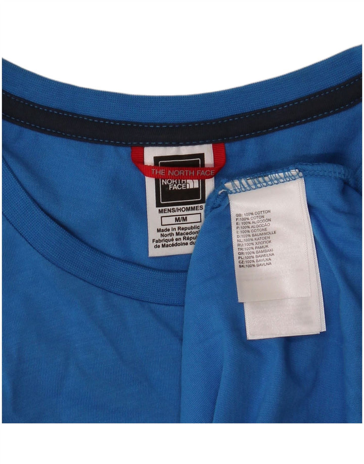 Мужская футболка с рисунком The North Face, хлопковый топ среднего синего цвета