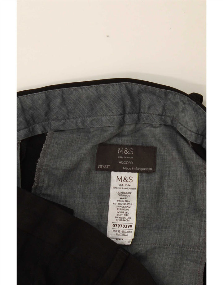 Мужские костюмные брюки строгого кроя Marks & Spencer W36 L33, черный полиэстер
