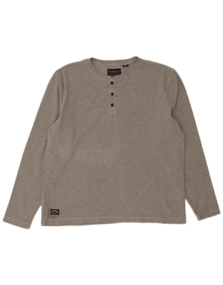 Мужской топ Superdry с длинным рукавом 2XL, серый хлопок
