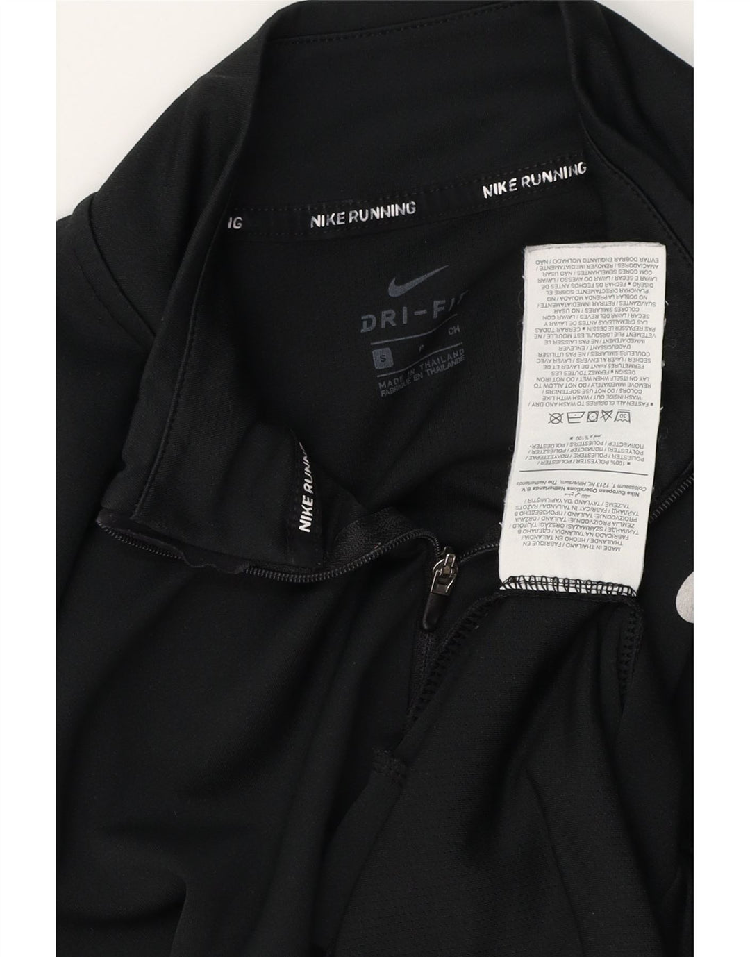 Женский пуловер с воротником на молнии NIKE Dri Fit UK 10, маленький черный цвет