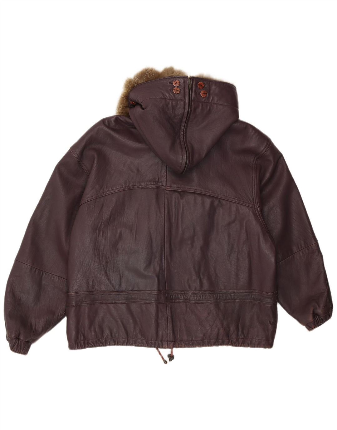 Женская кожаная куртка оверсайз с капюшоном Cabrini EU 40, кожа среднего фиолетового цвета