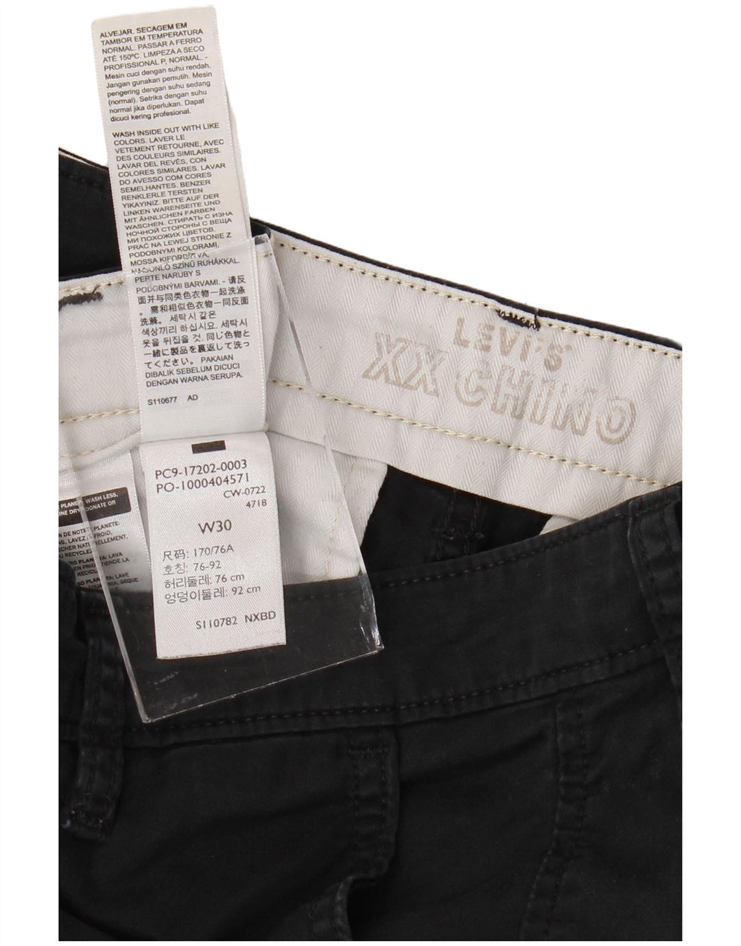 Мужские шорты чинос LEVI'S W30, средний черный, хлопок