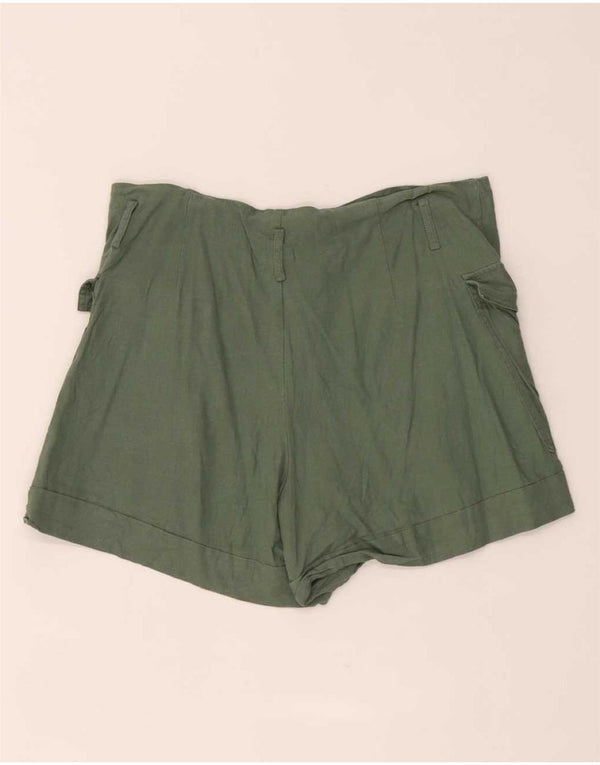 Женские шорты карго с высокой талией Zara XL W32, зеленый лен
