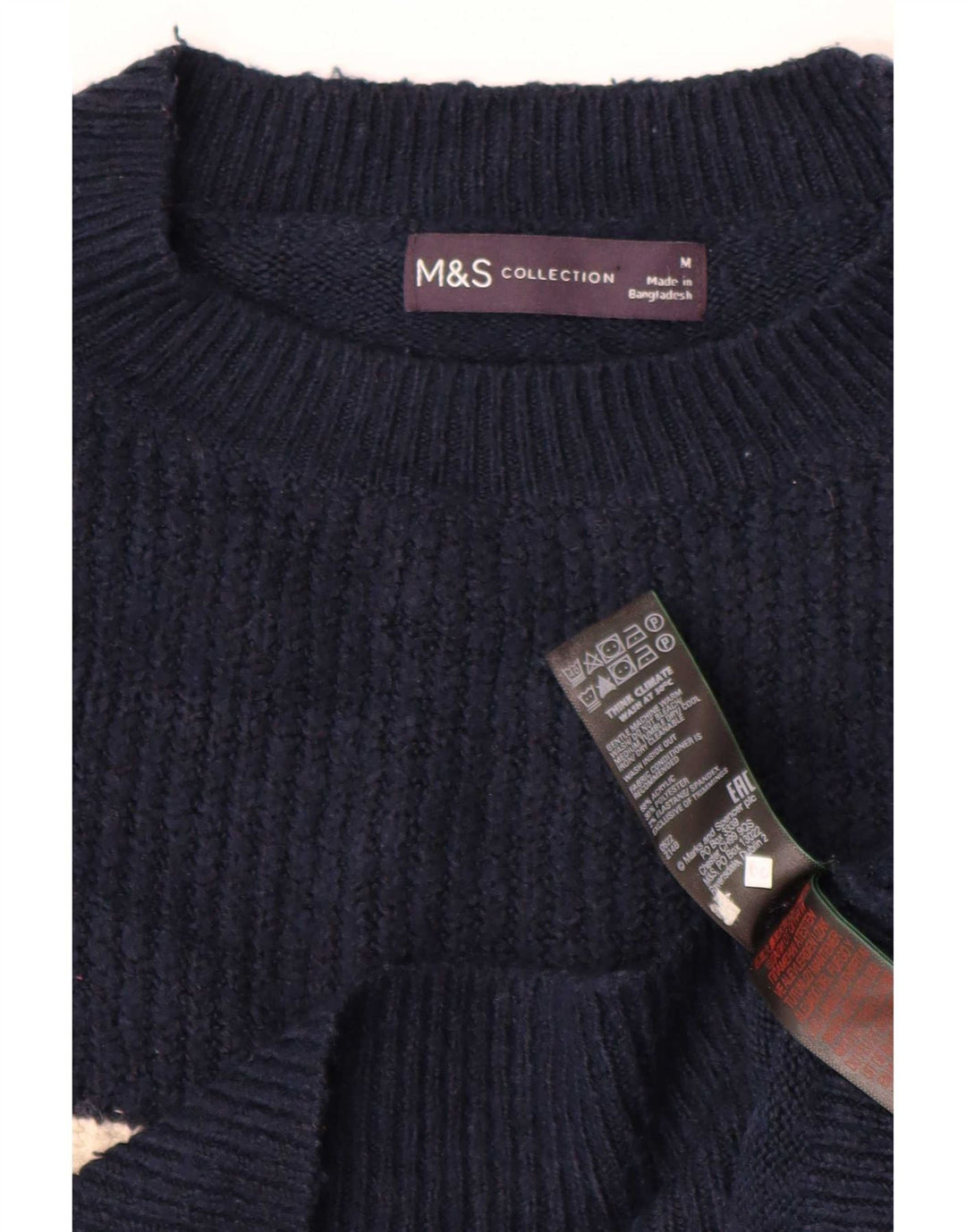 Женский джемпер с круглым вырезом Marks & Spencer UK 14, средний темно-синий