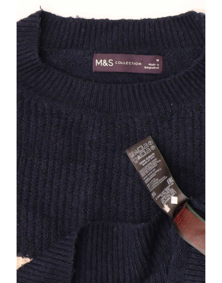 Женский джемпер с круглым вырезом Marks & Spencer UK 14, средний темно-синий