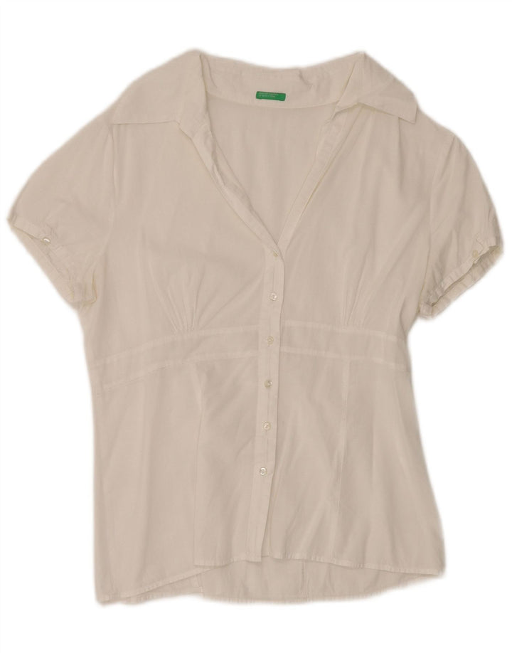 Женская рубашка с коротким рукавом Benetton UK 12, средний белый