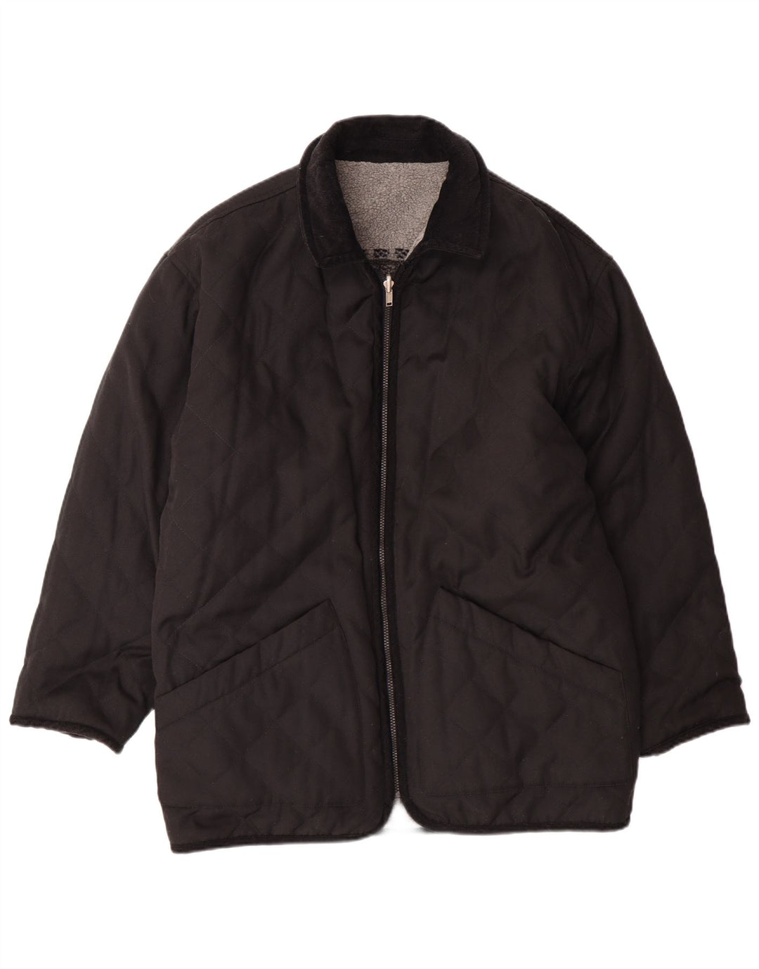 Мужская двусторонняя флисовая куртка VINTAGE UK 38 среднего серого цвета Fair Isle