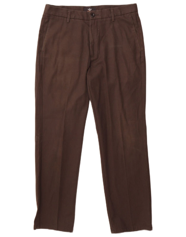 Мужские брюки-чиносы Dockers Slim Fit W32 L29, коричневые хлопковые полоски в тонкую полоску