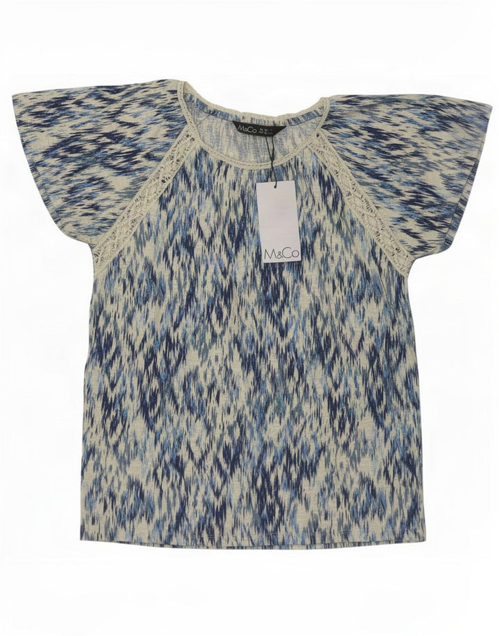 Женская блузка M&Co Top UK 10 Small Blue Ikat Cotton
