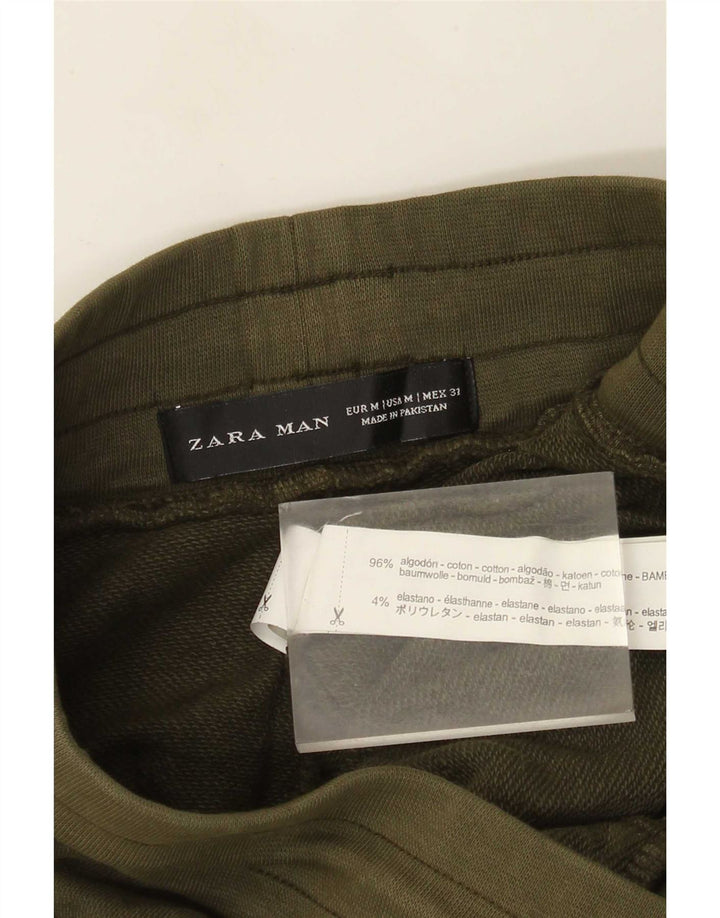 Мужские спортивные брюки Zara, джоггеры, средний цвет хаки, хлопок