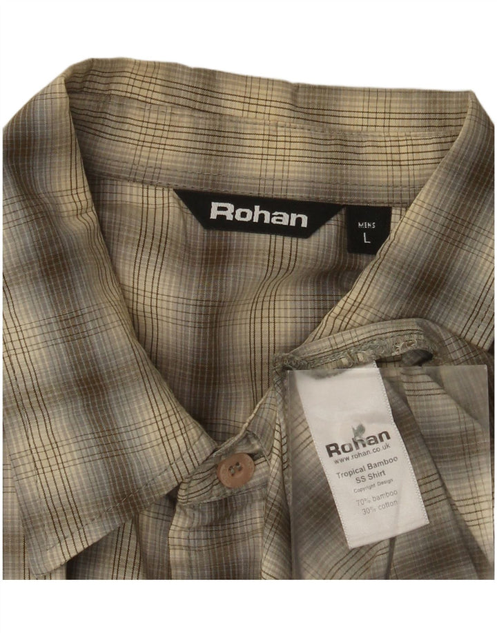Мужская рубашка Rohan с коротким рукавом, большой хлопок в клетку цвета хаки