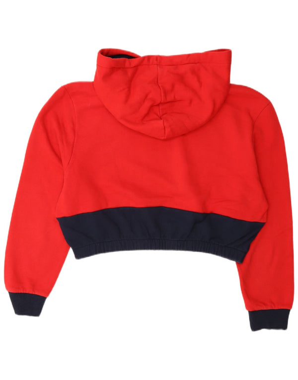 Fila Женский укороченный джемпер с капюшоном с графическим рисунком UK 18 XL Красный Цветной блок