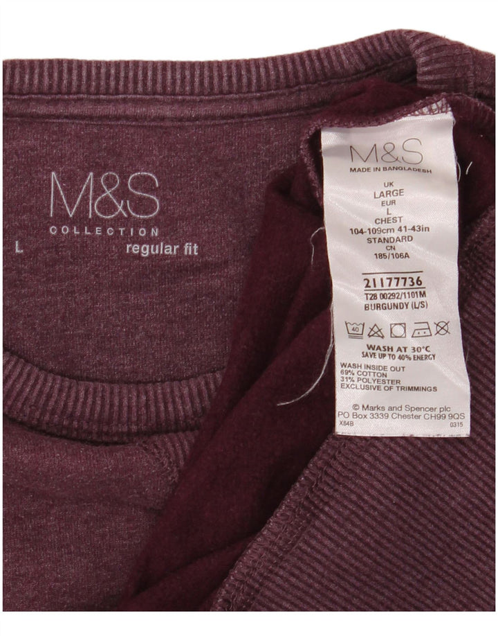 Мужской свитшот Marks & Spencer стандартного кроя, большой бордовый хлопковый джемпер